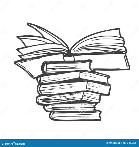 Hand Drawn Stack Of Books Vector Illustration Sketch Stock Vector