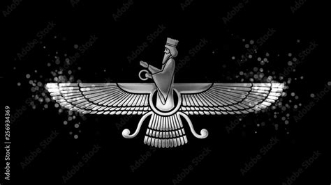 Silver Faravahar Zoroastrianism Religious Symbol On Transparent