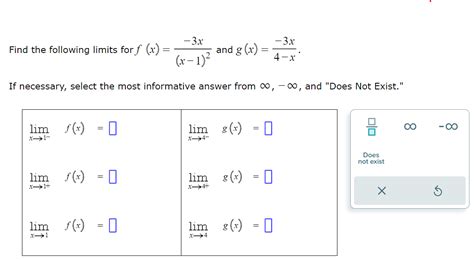 Solved Find The Following Limits For F X X−1 2−3x And