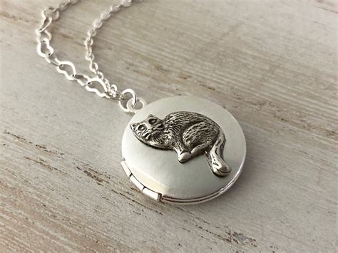 Silver Cat Locket Necklace Customized Pet Locket With Photos Etsy