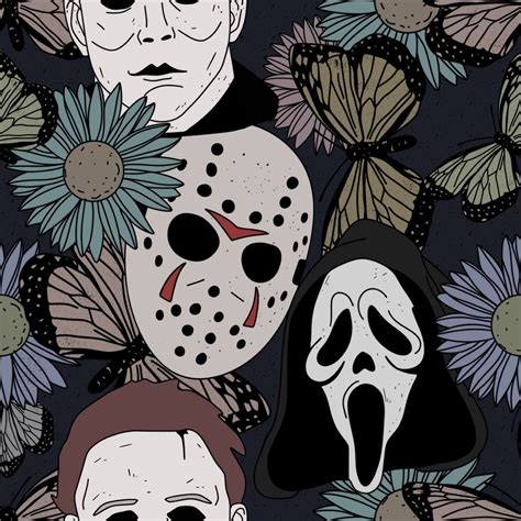 HORROR Masks 80s 90s Horror Seamless Design File Bundle - Etsy