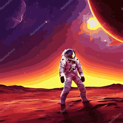 Ilustración Vectorial Del Espacio Del Astronauta Y De La Galaxia Para El Cartel La Bandera O