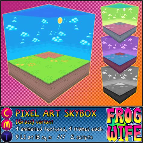 Second Life Marketplace Frog Wife Pixel Art Skybox Grass Box