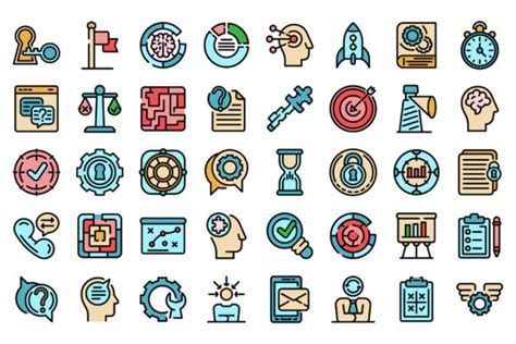 Problem Solving Icons Set Vector Flat Graphic By Ylivdesign · Creative Fabrica