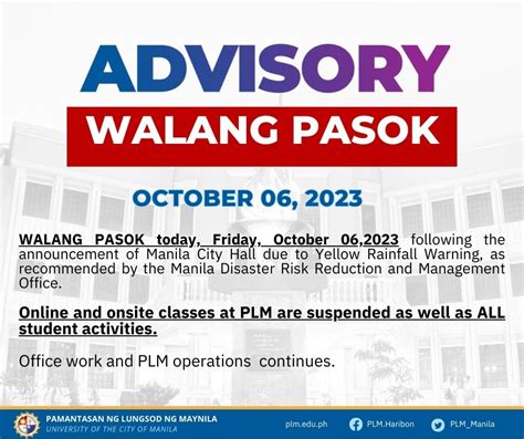 Walang Pasok October 6 2023 Onsite And Online Classes