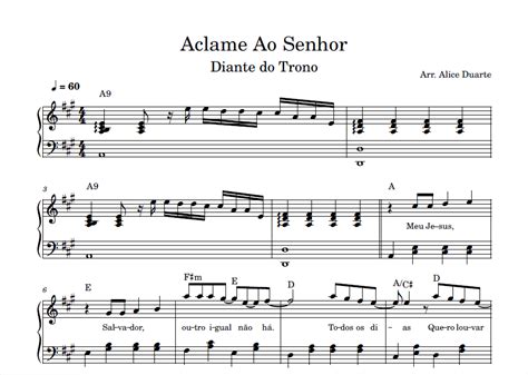 Aclame Ao Senhor Diante Do Trono Partitura Para PIANO Alice