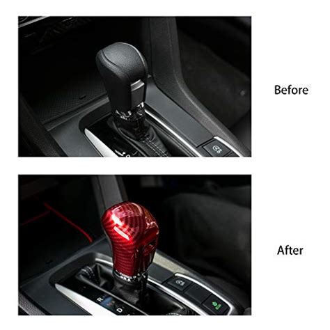 Thenice For 10th Gen Civic Gear Shifting Knob Cover ABS Red Carbon