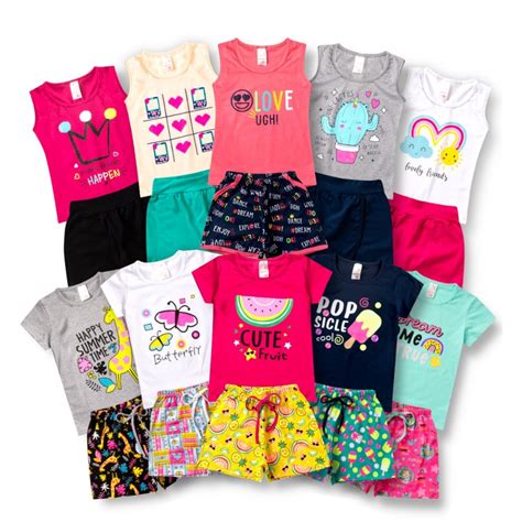 Kit Pe As Roupas Infantil Menina Ver O Blusas Shorts Promo O