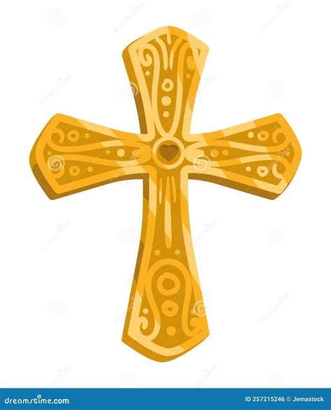 Golden Cross Religious Stock Vector Illustration Of Golden 257215246