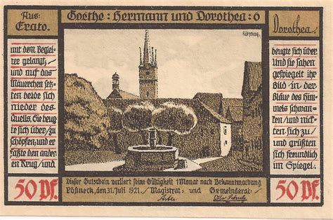 Pfennigs Goethe Series Issue City Of P Neck Thuringia