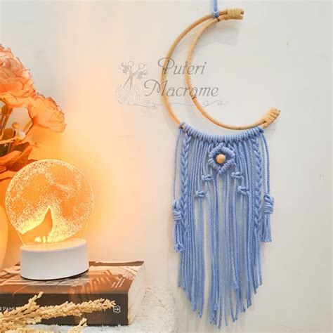 Jual Hiasan Dinding Macrame Dream Catcher Bulan Sabit Aesthetic Kode 3