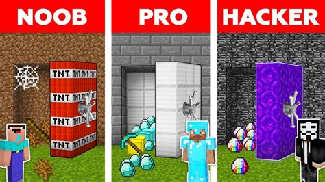 Minecraft Noob Vs Pro Vs Hacker Secret Vault Challenge In Minecraft