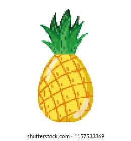 Pixelated Delicious Pineapple Fresh Fruit Nutrition Stock Vector