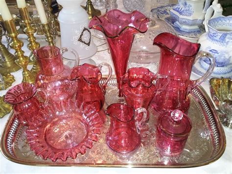 I Just Picked Up This Collection Of Antique Cranberry Glass Cranberry Glass Antiques Vintage