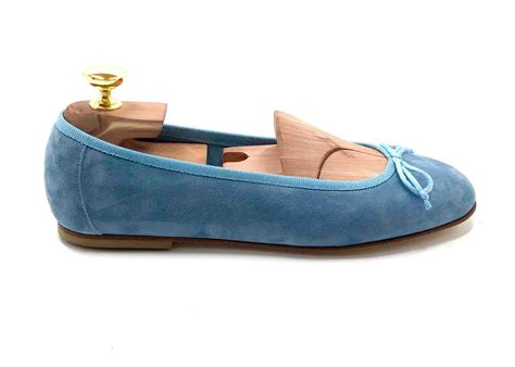 Ballet Flats Shoes In Light Blue Suede