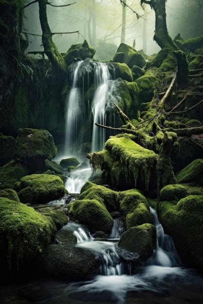 Premium Photo Stream Running Through A Lush Green Forest