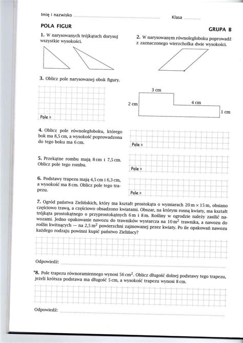 Figury Na Płaszczyźnie Klasa 5 Karta Pracy