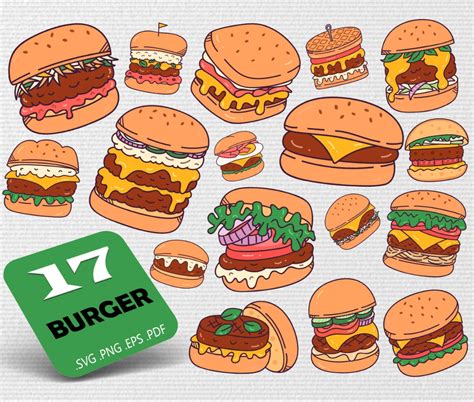 Burger Svghamburger Svg Burger Svg Cheeseburger Svg Fast Food Svg