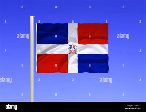 flag of the Dominican Republic against blue sky, Dominican Republic ...