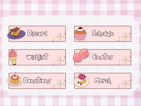 Dessert Twitch Panels / Cute Pink Twitch Panels / Stream Overlay ...