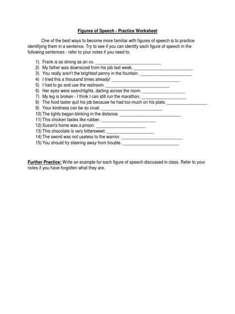 Gr 9 Figures Of Speech Worksheet Pdf