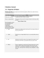 Chemistry Journal Docx Chemistry Journal Properties Of