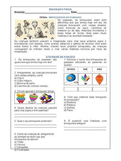 Atividades Sobre Brinquedos Antigos E Atuais