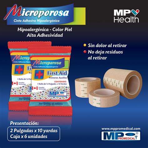 Microporo Piel Pulg X Yds Celof N Alta Adhesividad Caja X Rollos