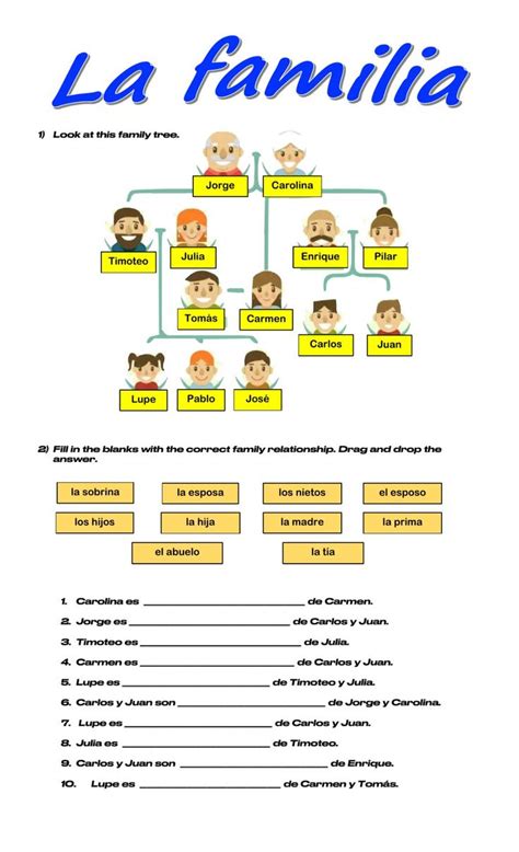 La Familia Online Pdf Worksheet Spanish Worksheets Teaching Spanish