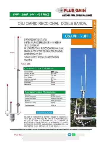 Antena J Pole Osj Vhf Uhf Radioaficionados Marca Plus Gain En Venta En