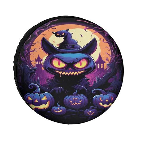 Halloween Scary Night Full Moon Spare Tire Cover,Universal Wheel Tire