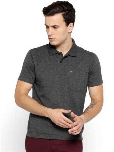 Plain Gsm Monte Carlo Grey Men Cotton T Shirt V Neck Collar At Rs