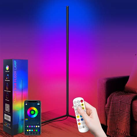 Corner Floor Lamp 64 Rgb Led Floor Lamp With 16 Million Colors Diy Lighting Mode Music Sync