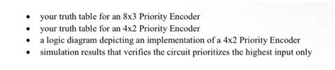 Solved Encoder 1. Generate 8x3 Priority encoder truth table. | Chegg.com