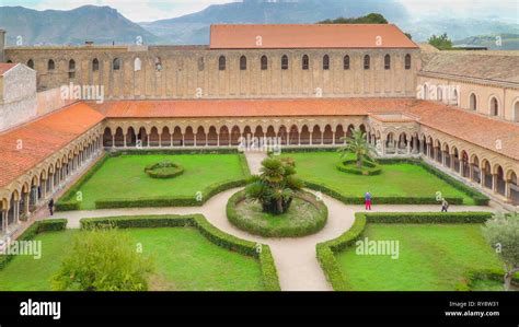 Aerial View Of The Pink Building In Palermo Sicily Italy With The Huge