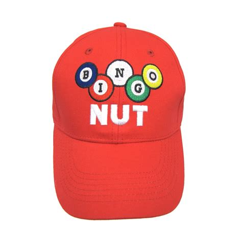 Red Embroidered Bingo Nut Hat Men Women Unisex Adjustable Baseball Cap