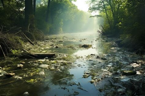 Premium AI Image | Water Pollution Contaminated River Ecosystem