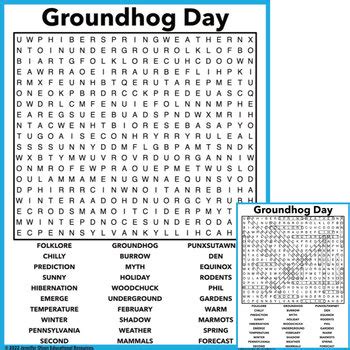 Groundhog Day Word Search By Jennifer Olson Educational Resources