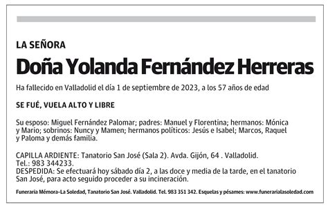 Yolanda Fern Ndez Herreras Esquela El Norte De Castilla