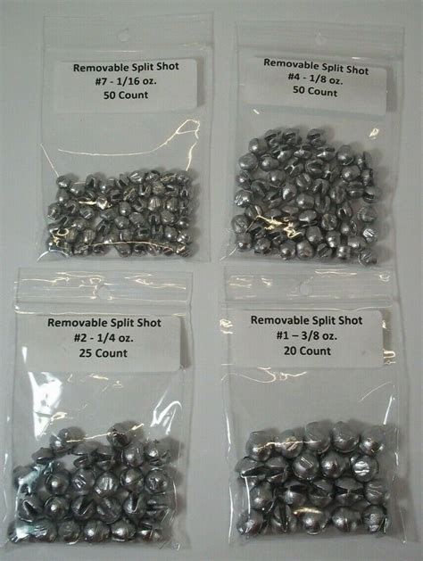 Removable Lead Split Shot Sinkers 7 116oz 4 18oz 2 14oz 1