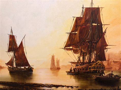 Oil PAINTING By Ken Hammond HMS Victory & The Fleet Some where | Etsy