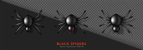 Premium Vector Set Of Three Different 3d Black Glossy Venomous