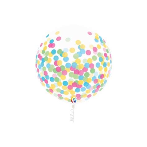 Ballon En Latex Transparent Avec Confettis Multicolores Pouces