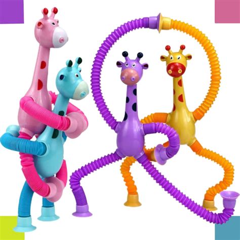 Kit 4 Girafas Estica E Gruda Melman Pop It Tubo Tiktok Luz