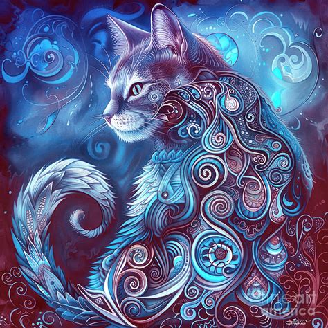 Mystical Cat Digital Art By Jutta Maria Pusl Pixels