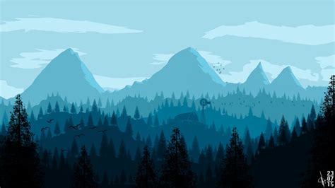 HD Wallpaper: Mountains and Pine Trees