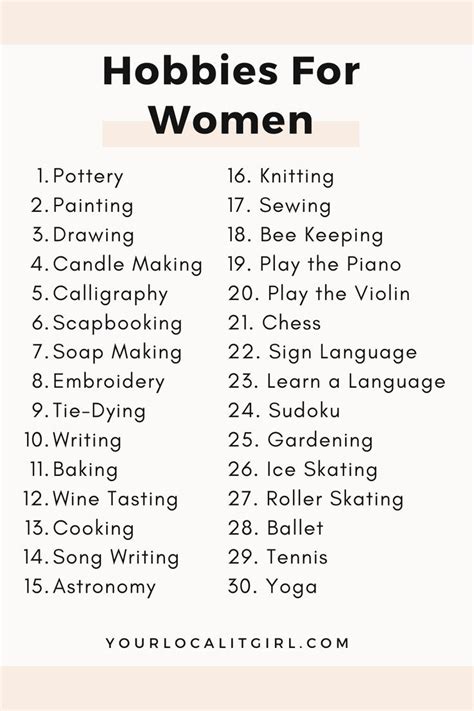 Hobbies For Women | Your Local It Girl | Skills to learn, Hobbies for women, Hobbies to try