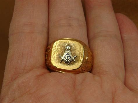 Men S Masonic Freemason Ring With Diamond 10K And 14K Size 10 75