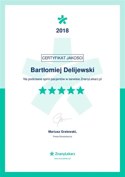 Certyfikat jakości Znany Lekarz 2023 - onkologgorzow
