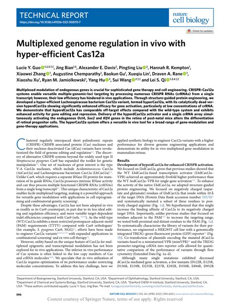 Multiplexed Genome Regulation In Vivo With Hyper Efficient Cas A